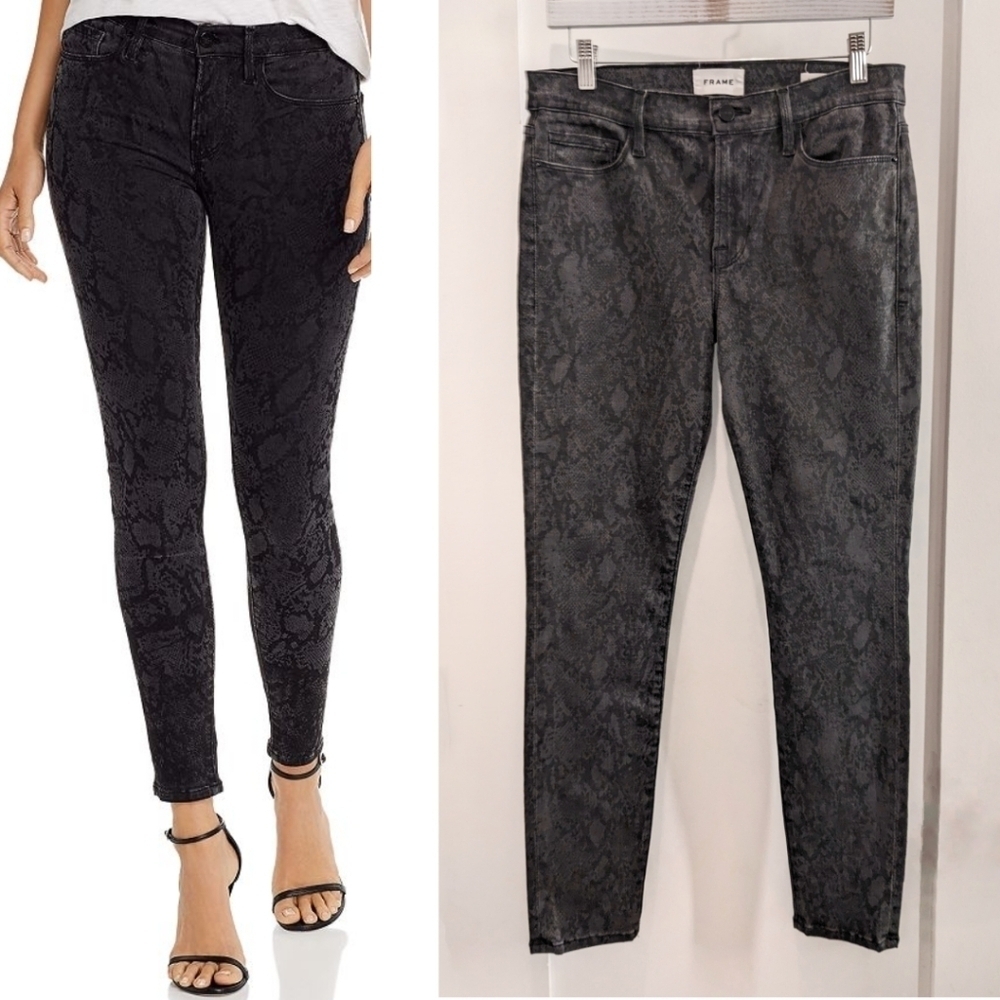 Frame | Le Skinny De Jeanne Snake Print Jeans In Tonal Python